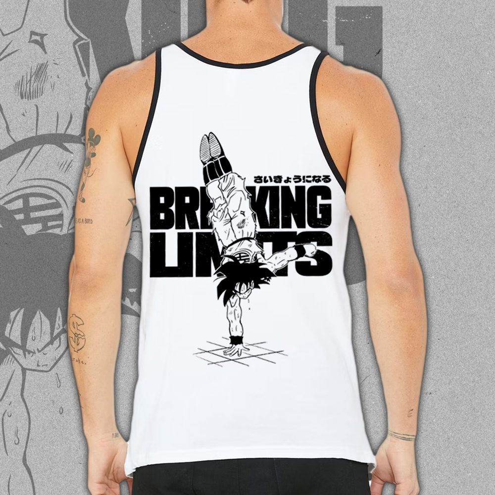 Polera Tank Breaking Limits: Son Gokú Frente/Espalda