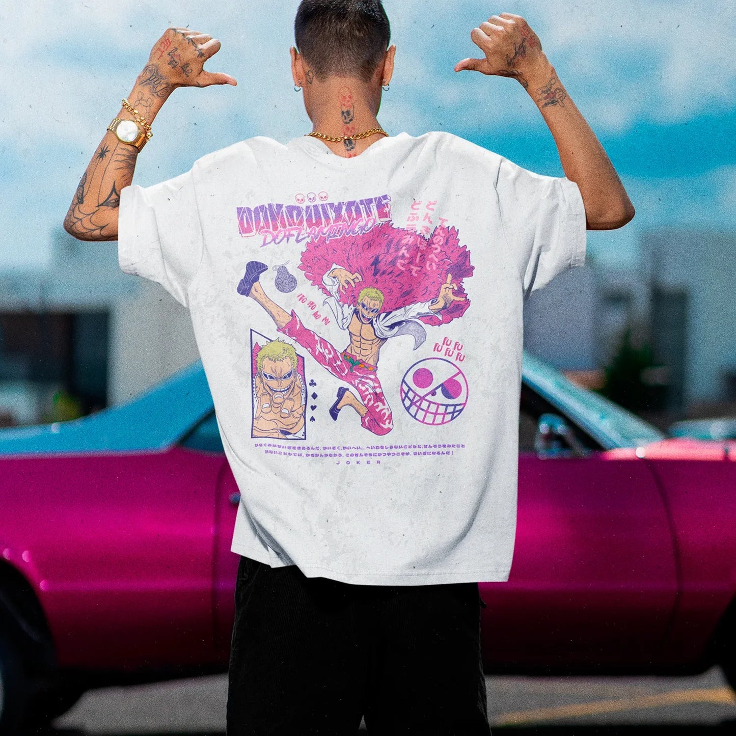 Polera One Piece: Donquixote Doflamingo Frente/Espalda