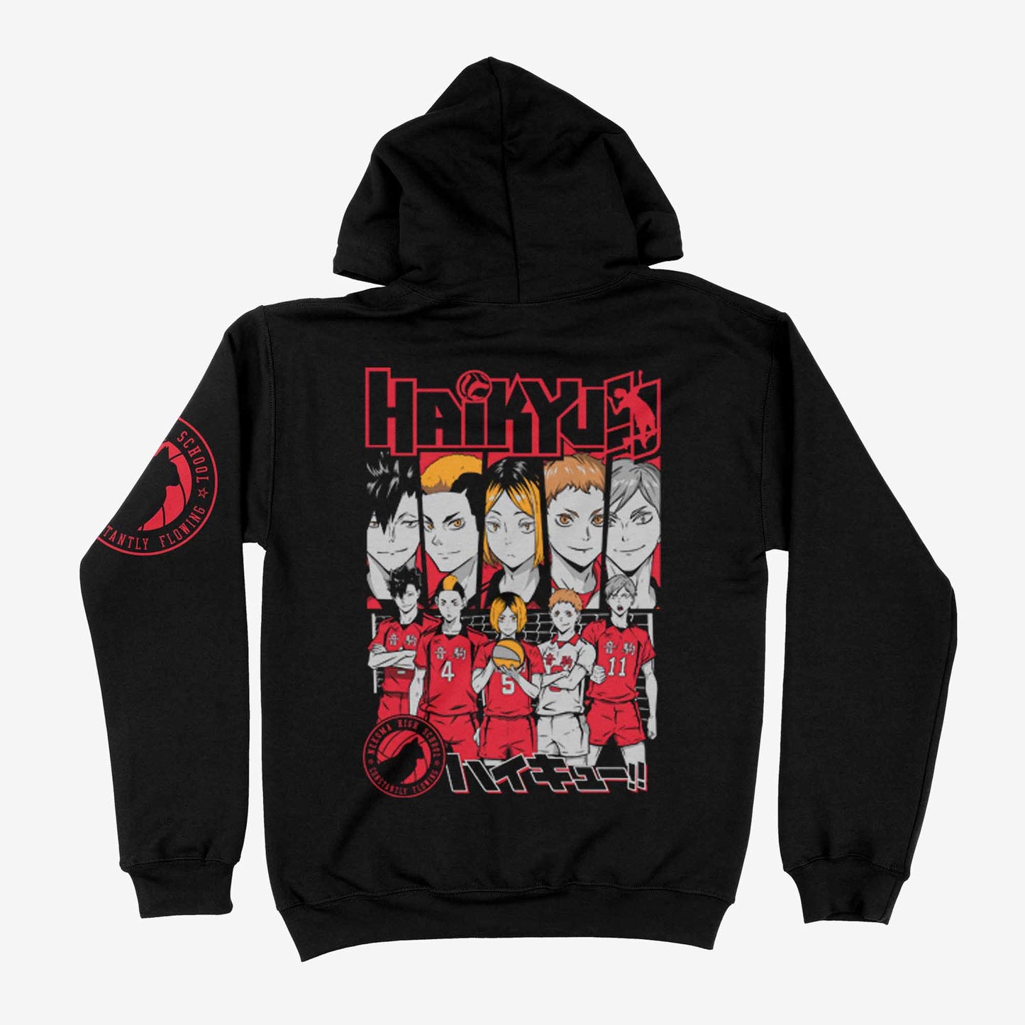 Hoodie Negro equipo Nekoma Haikyuu Espalda
