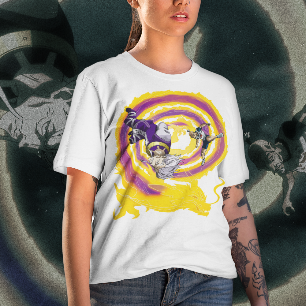 Mujer usando Polera Blanca Zeno Netero Dragon Dive Hunter x Hunter