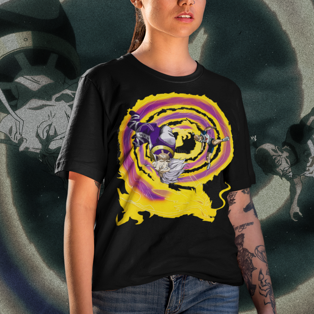 Mujer usando Polera Negra Zeno Netero Dragon Dive Hunter x Hunter