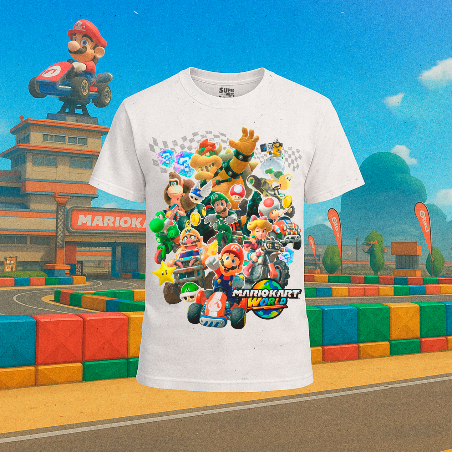 Polera Blanca Mario Kart World en Mario Kart Circuit