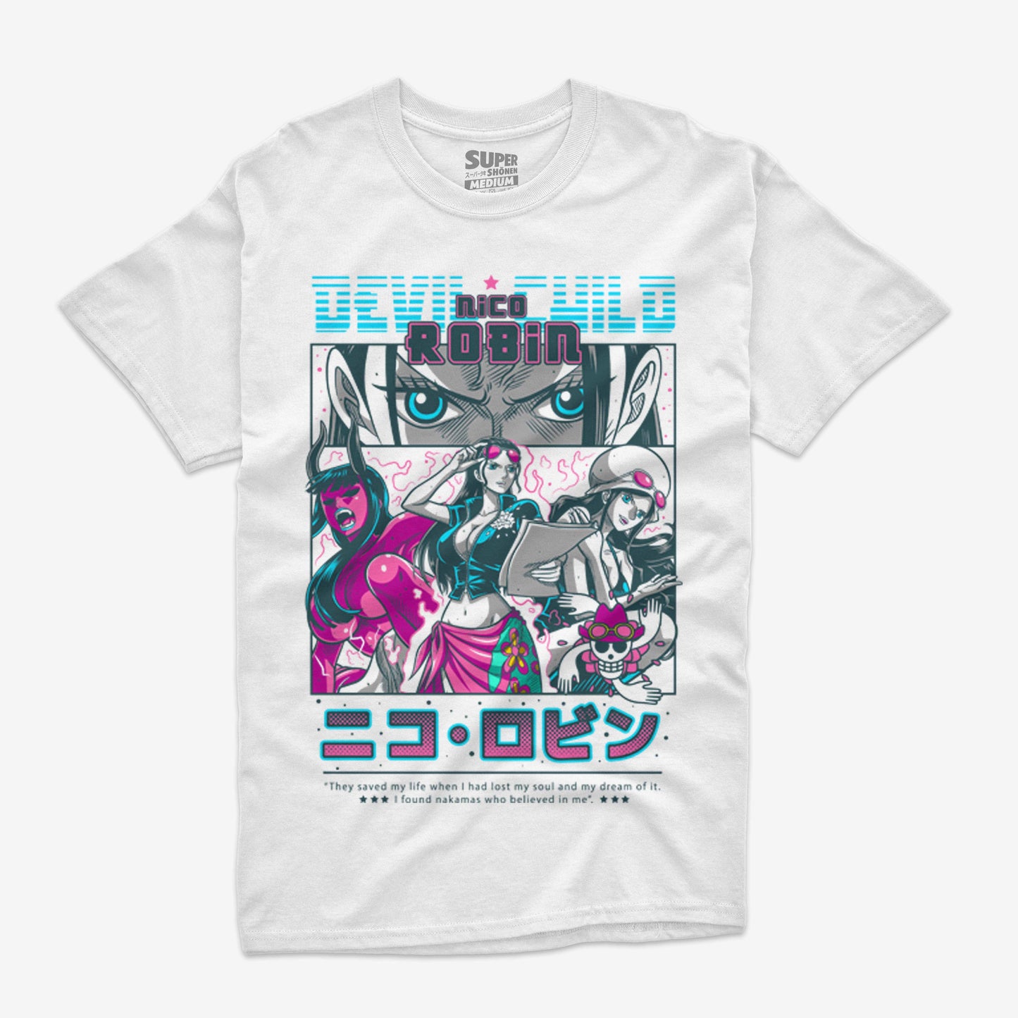 Polera Blanca Nico Robin Piratas del Sombrero de Paja One Piece