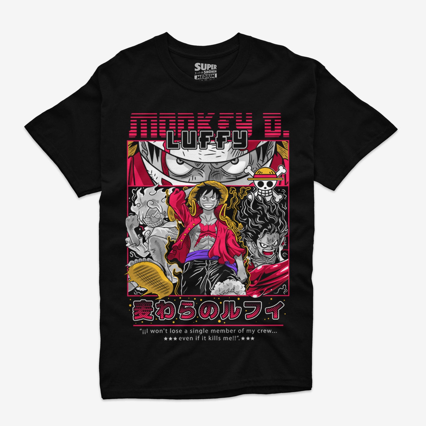 Polera Negra Monkey D Luffy One Piece Piratas del sombrero de paja