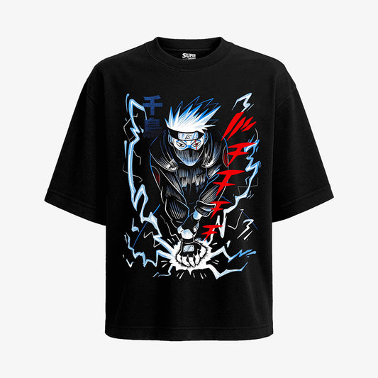 Polera negra Estilo Oversize personaje Kakashi de Naruto
