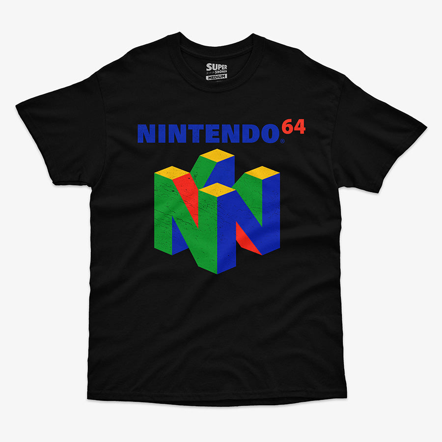 Polera negra con el logo tridimensional de Nintendo 64 en el centro
