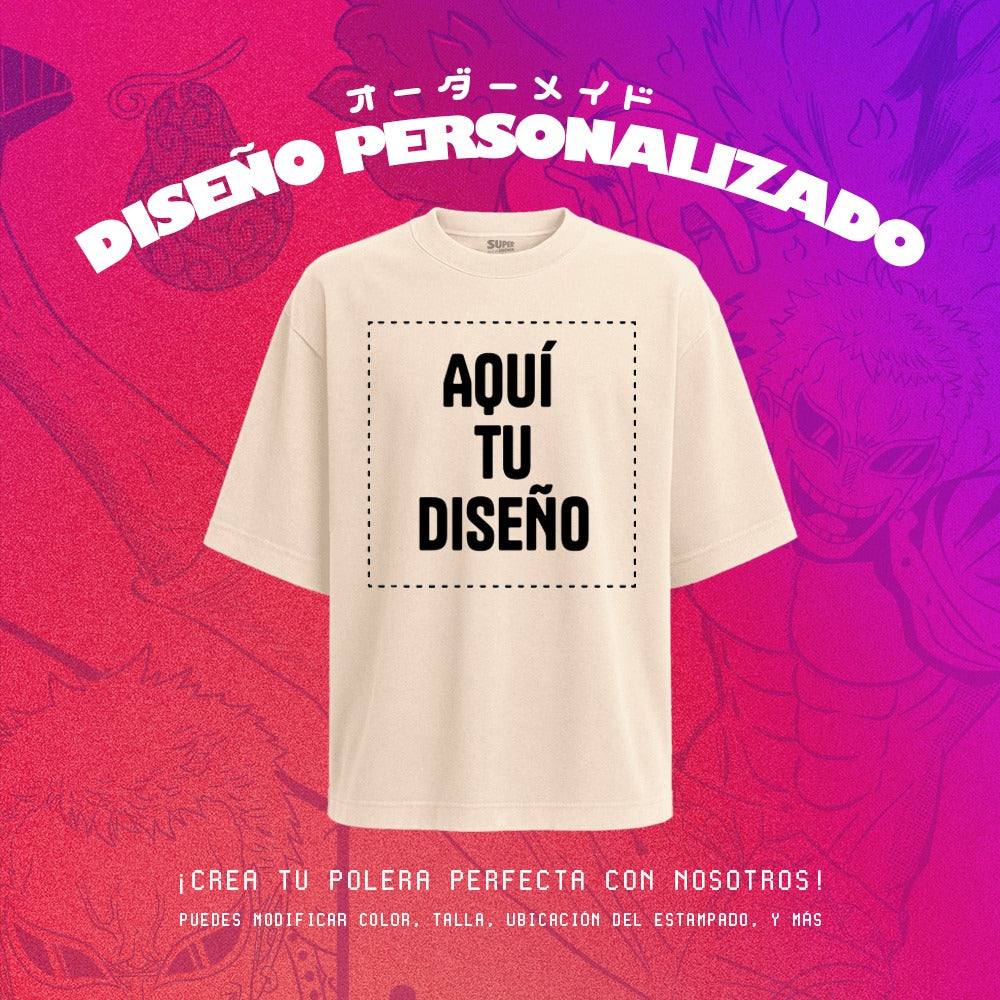 Polera oversize color crudo para personalizar diseño frontal