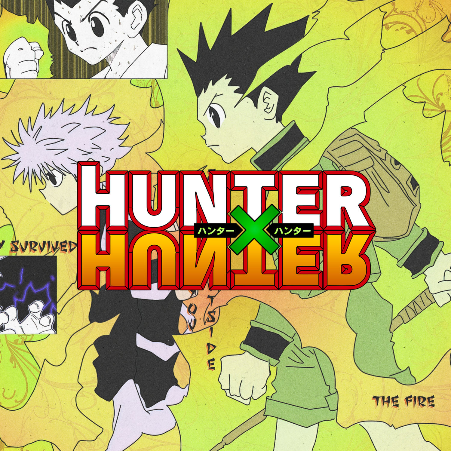 Banner de la categoría Hunter x Hunter de Super Shōnen, mostrando a Gon, Killua, con logo de cazador x en medio