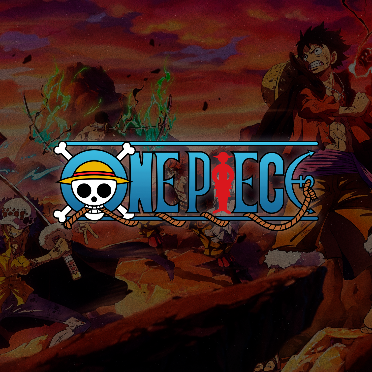 Banner de la colección One Piece de Super Shōnen, mostrando a Monkey D. Luffy yKid, Law y mas en una pose dinámica, listos para la pelea