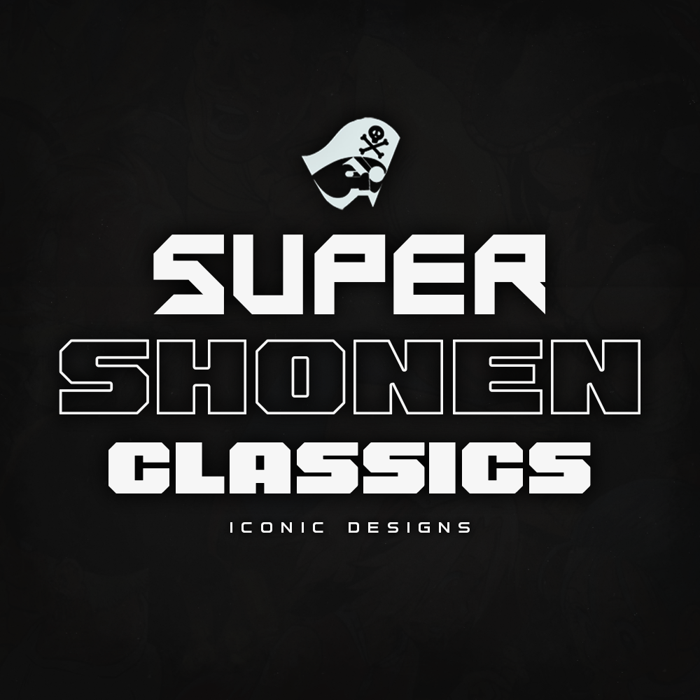 Logo de la colección Super Shōnen Classics, con tipografía audaz y un fondo oscuro, representando la temática de animes y mangas clásicos y la historia de la tienda.