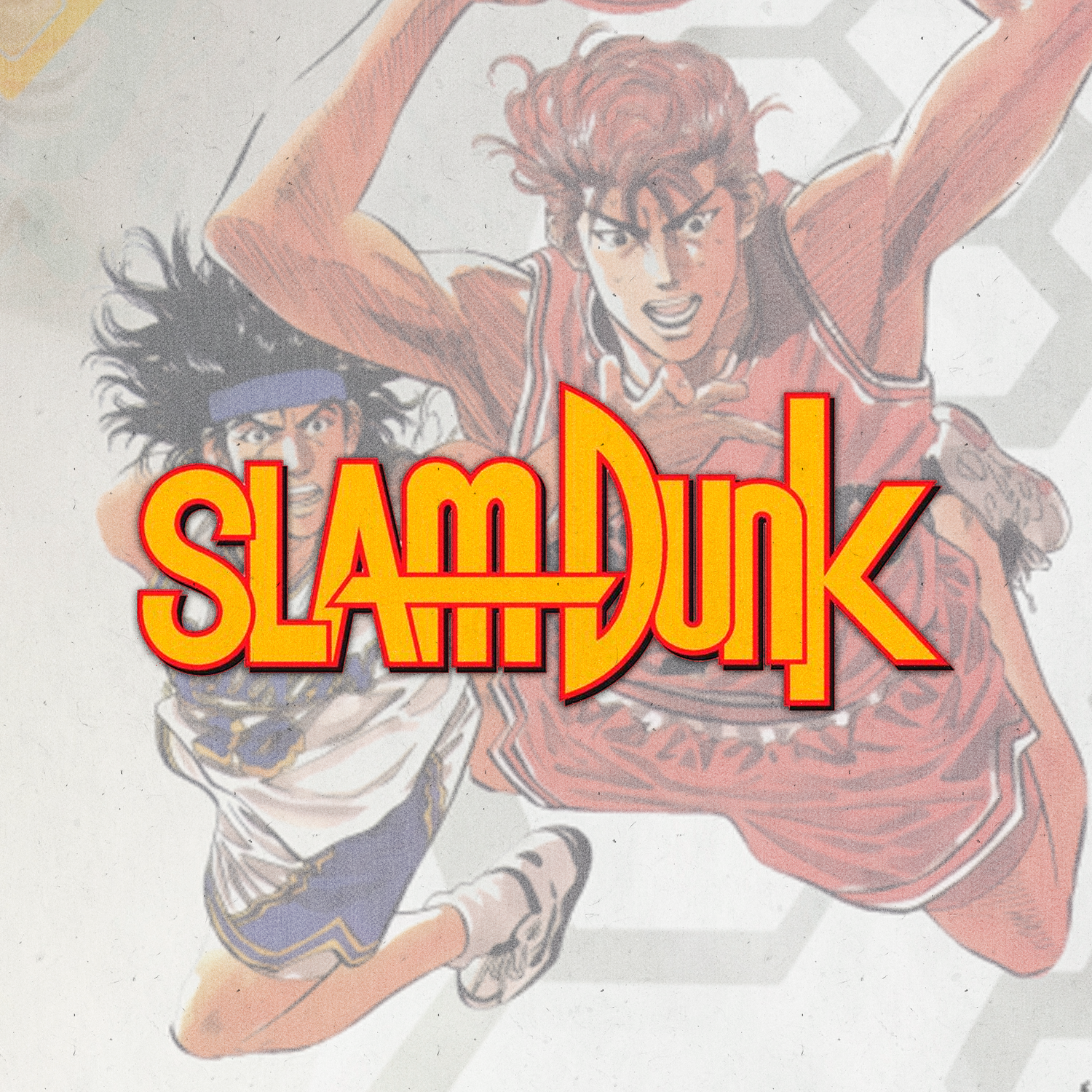 Banner de la colección "Slam Dunk" de Super Shōnen, mostrando el logo de la serie y Hanamichi Sakuragi, promocionando poleras y ropa de baloncesto anime.
