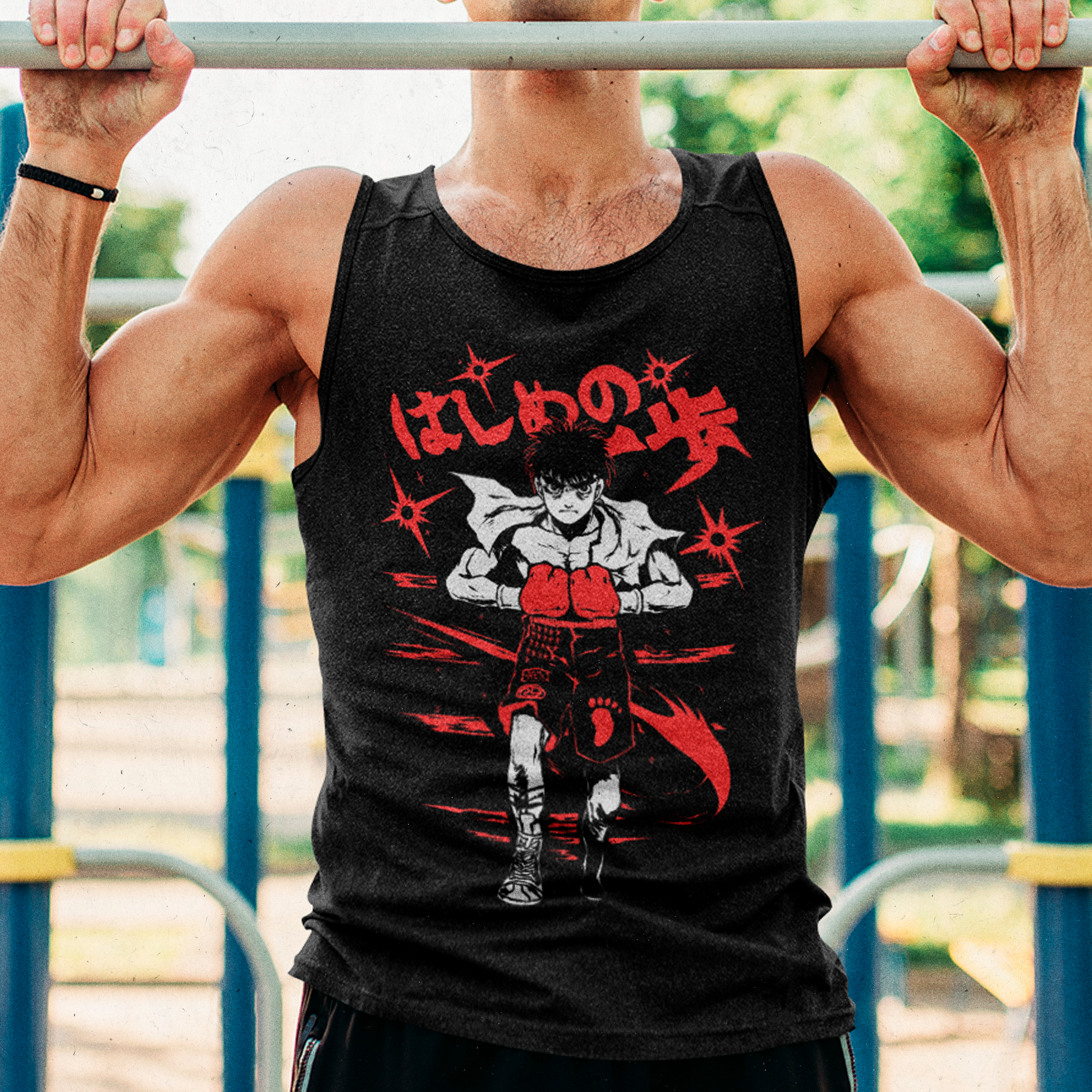 Hombre entrenando con Polera Tank Ippo Makunouchi Hajime no Ippo