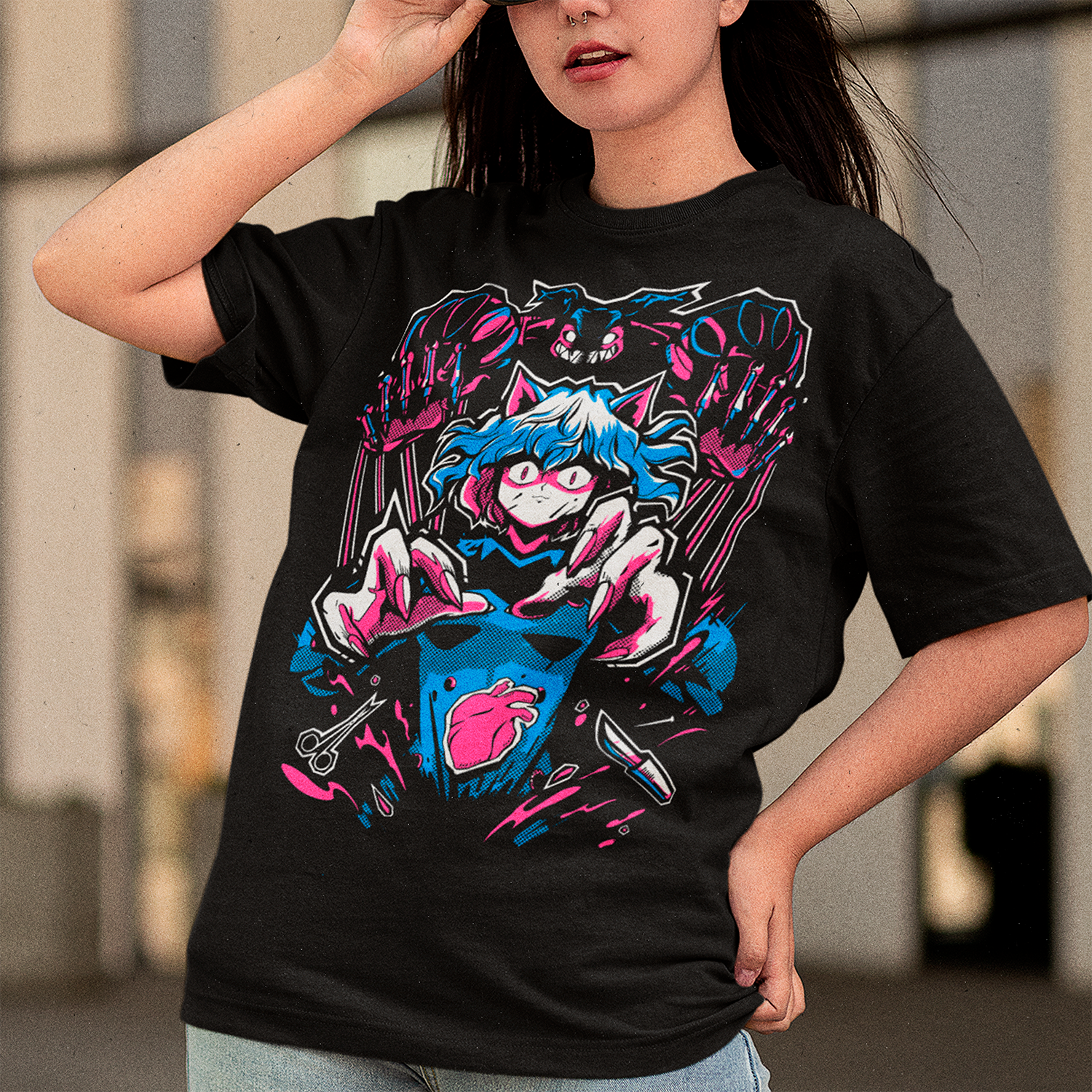 Mujer usando Polera Negra Neferpitou  Hunter x Hunter