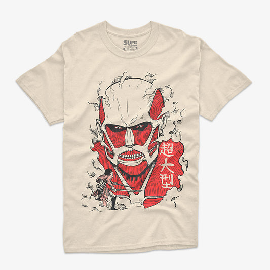 Polera Shingeki No Kyojin con Eren y Titán Colosal diseño exclusivo Super Shōnen