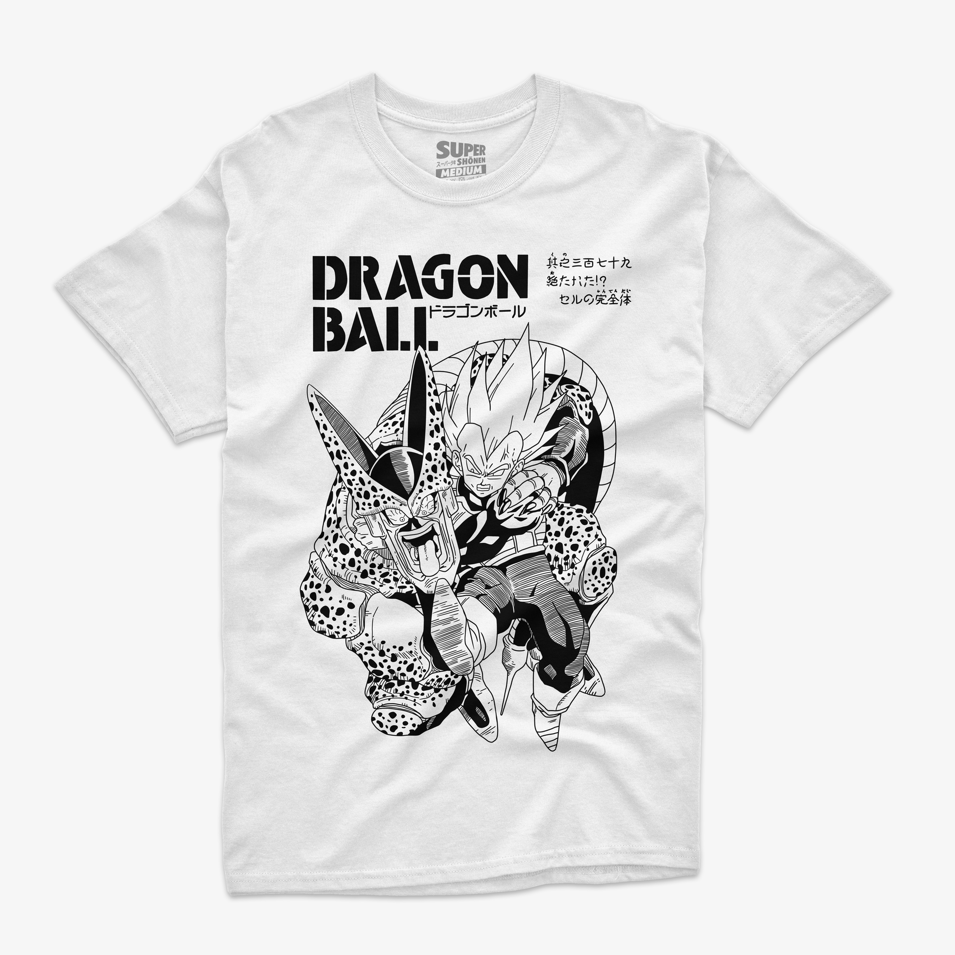 Polera Blanca Dragon Ball Z con Vegeta vs cell