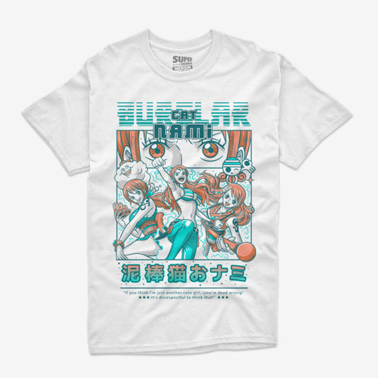 Polera Blanca Nami Gata Ladrona Piratas del Sombrero de Paja