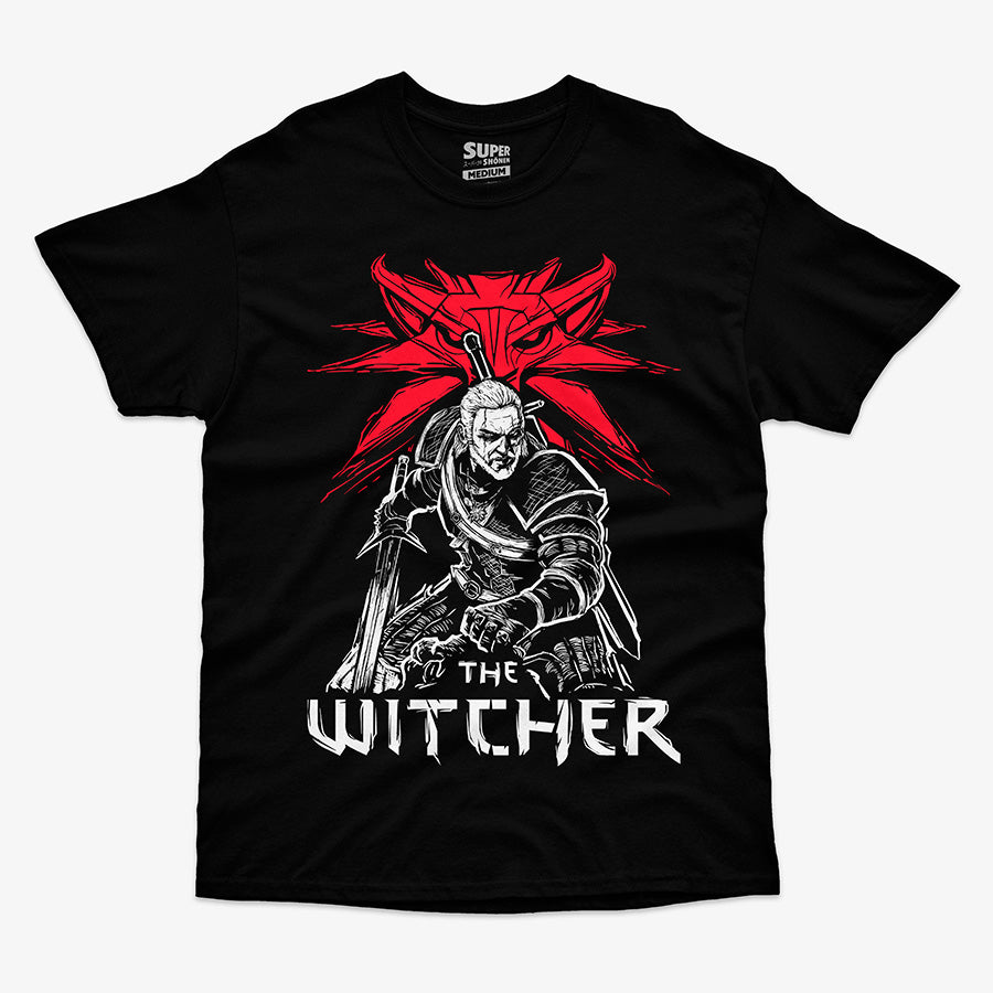 Polera Negra The Witcher Geralt De Rivia Mockup