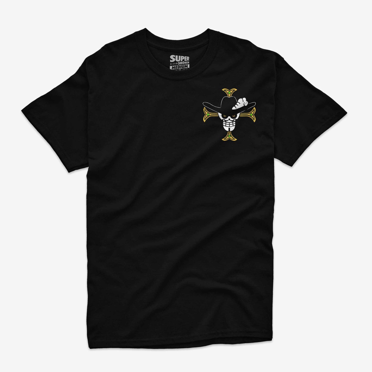 Polera Negra con diseno frontal formato logo de Dracule Mihawk