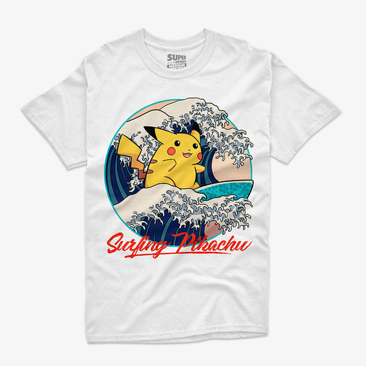 Polera Surfing Pikachu Pokémon blanco