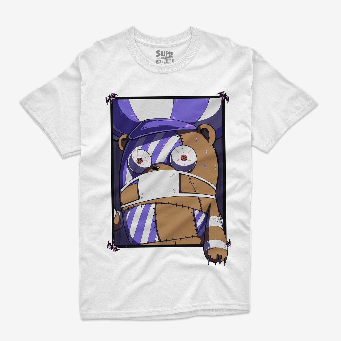 Polera blanca con ilustracion de Kumachi un personaje de One Piece