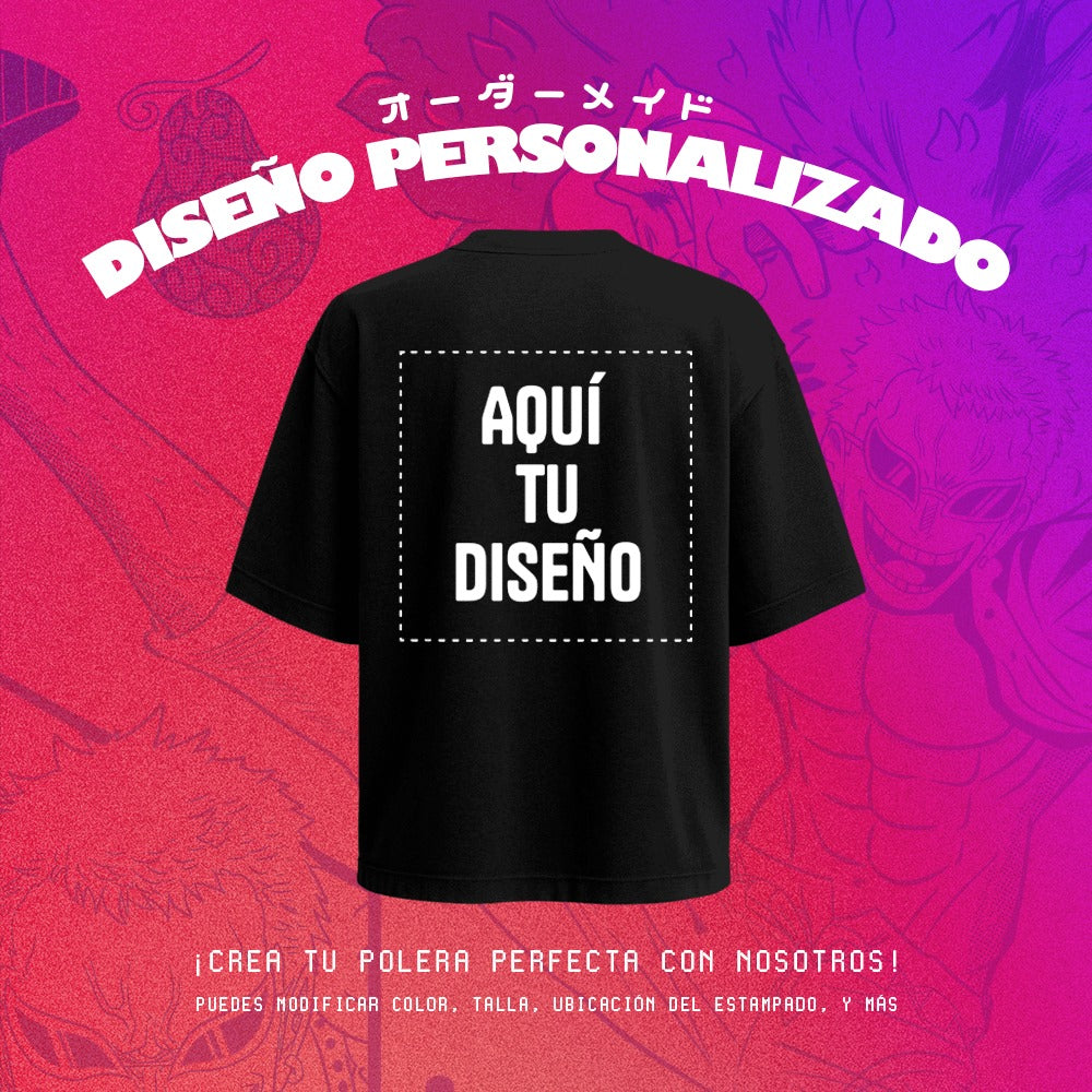 Polera oversize personalizada negro con estampado en la espalda 