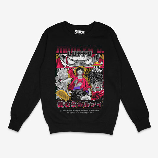 Poleron Polo Negro Piratas del Sombrero de Paja Monkey D Luffy