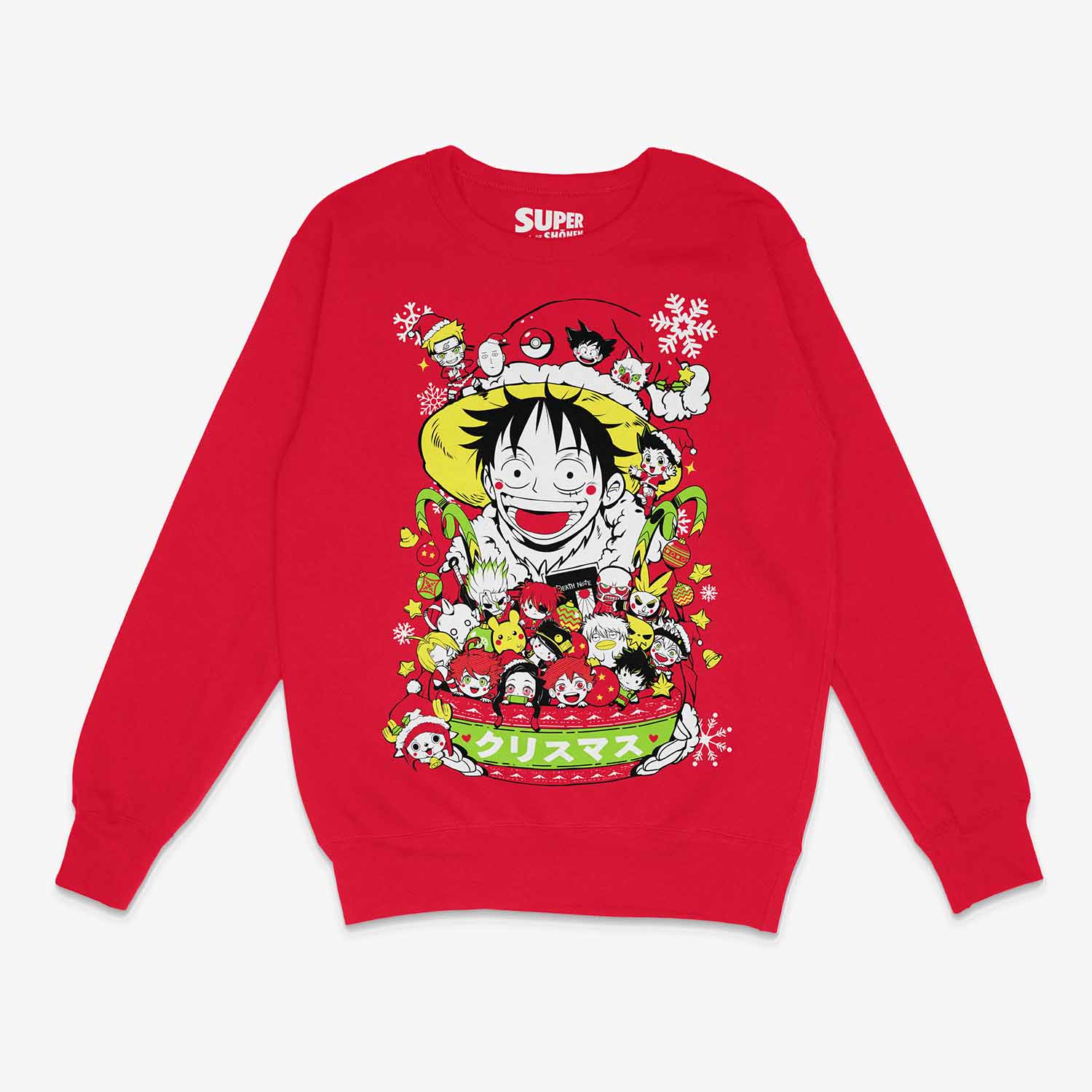 Poleron Rojo Navidad Shonen Jump Luffy Gon Naruto Goku