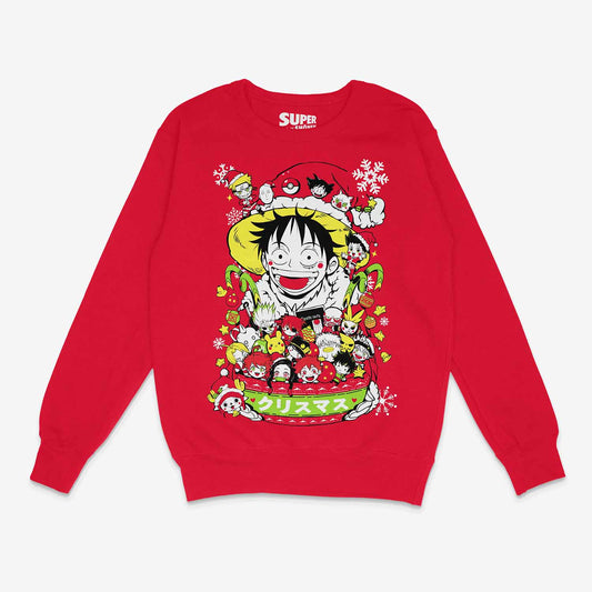 Poleron Rojo Navidad Shonen Jump Luffy Gon Naruto Goku