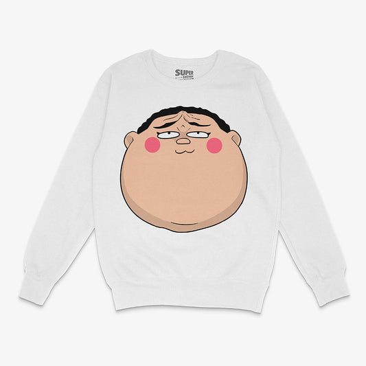Poleron blanco con la cara del personaje de parodia anime Koni-Chan. El diseno retro y humoristico evoca nostalgia