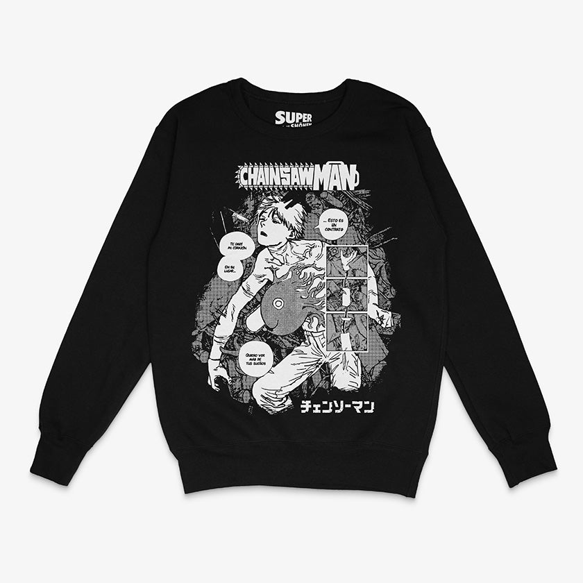 Poleron polo negro chainsaw man con denji y pochita