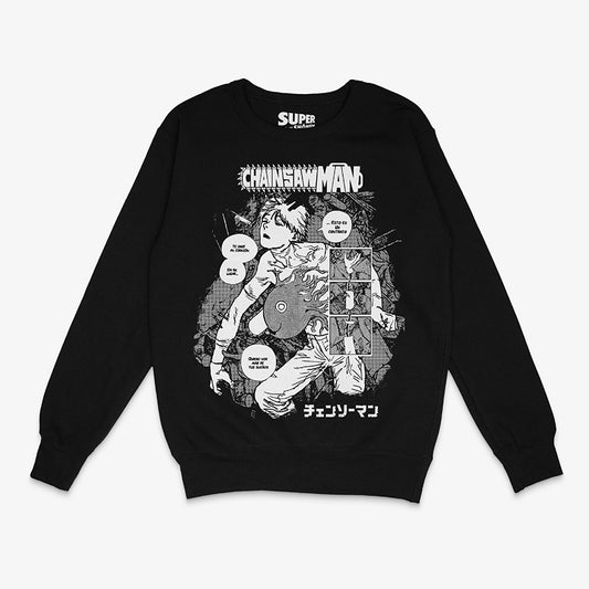 Poleron polo negro chainsaw man con denji y pochita