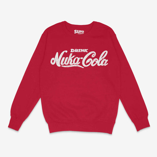 Polerón rojo con el logo blanco desgastado de Nuka-Cola en el centro de Fallout