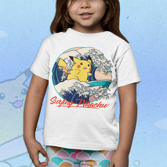 Polera Niño Surfing Pikachu