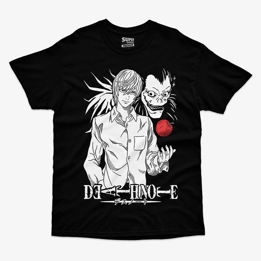 Polera Death Note con Light Yagami y Ryuk, ilustración original en negro DTG
