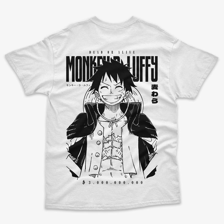 polera blanca espalda monkey d luffy wanted 