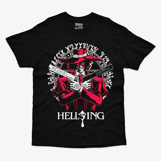 polera negra con diseno de hellsing