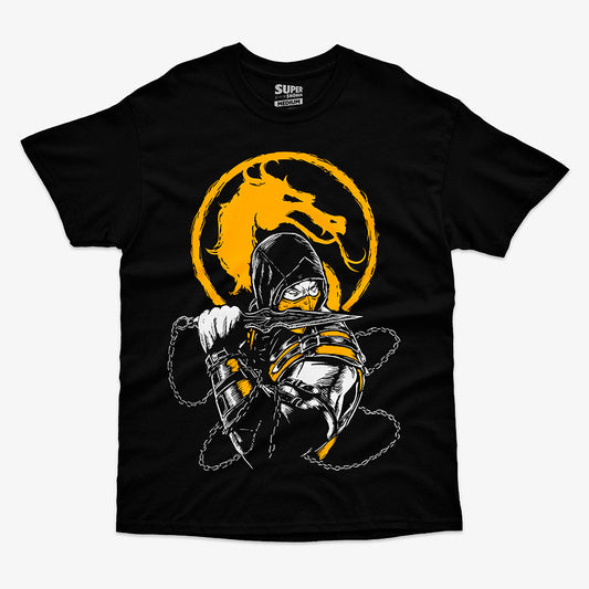 Polera Negra Scorpion Mortal Kombat