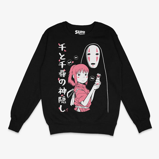 poleron negro con diseno de chihiro y sin cara
